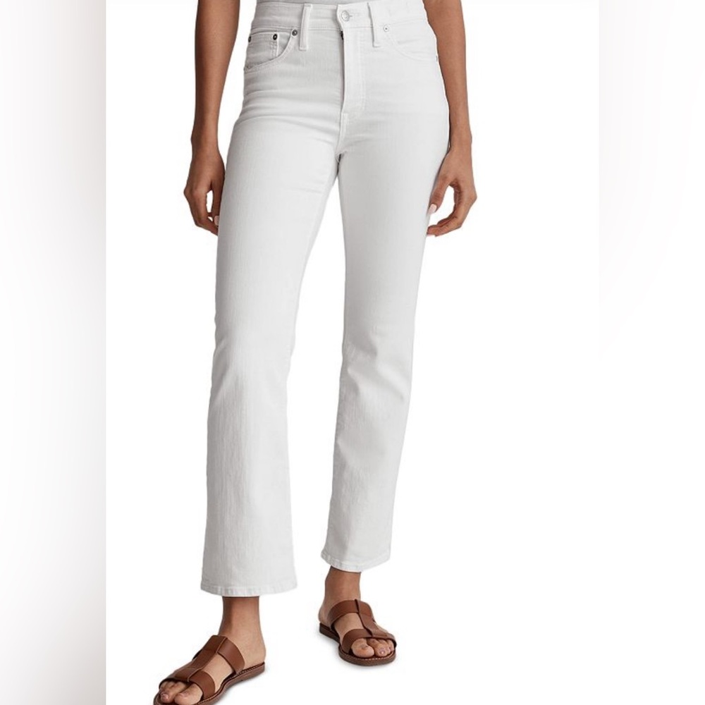 Madewell Mid rise kick out white jeans*